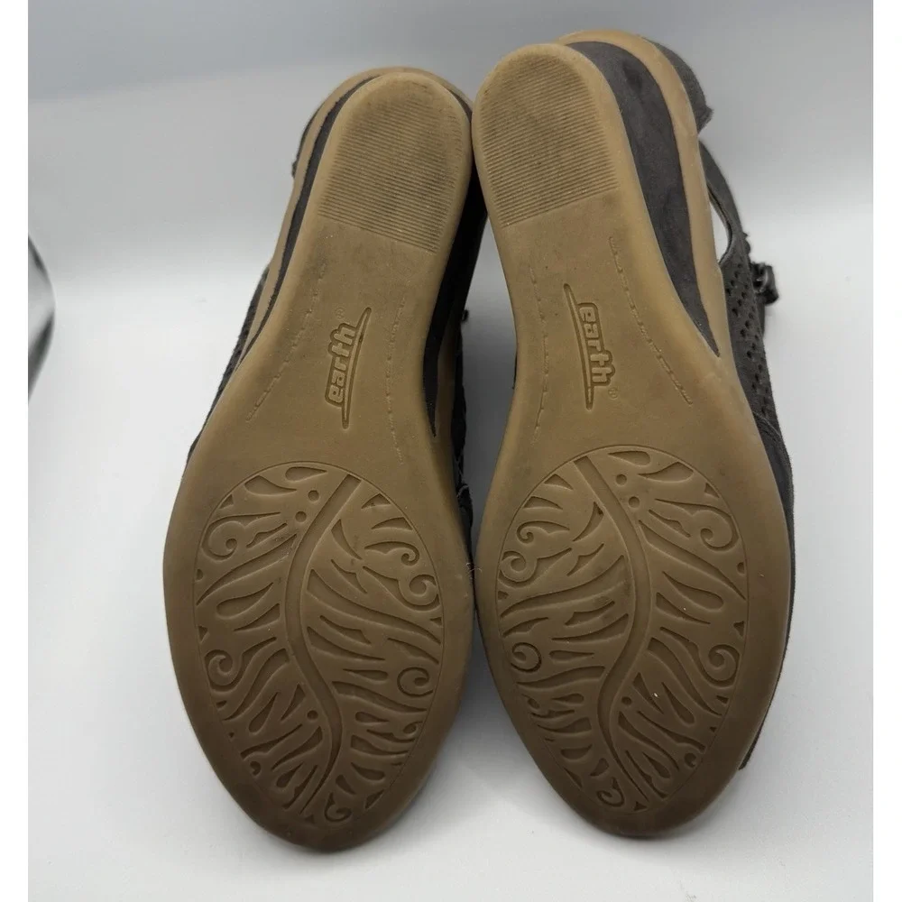 Earth Booties Ankle Cosmos Womens Size 6.5B Gray Suede Open Toe Wedge Zip Casual